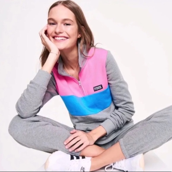 NEW VS PINK Perfect Quarter Zip Sweatshirt - Picture 2 of 5